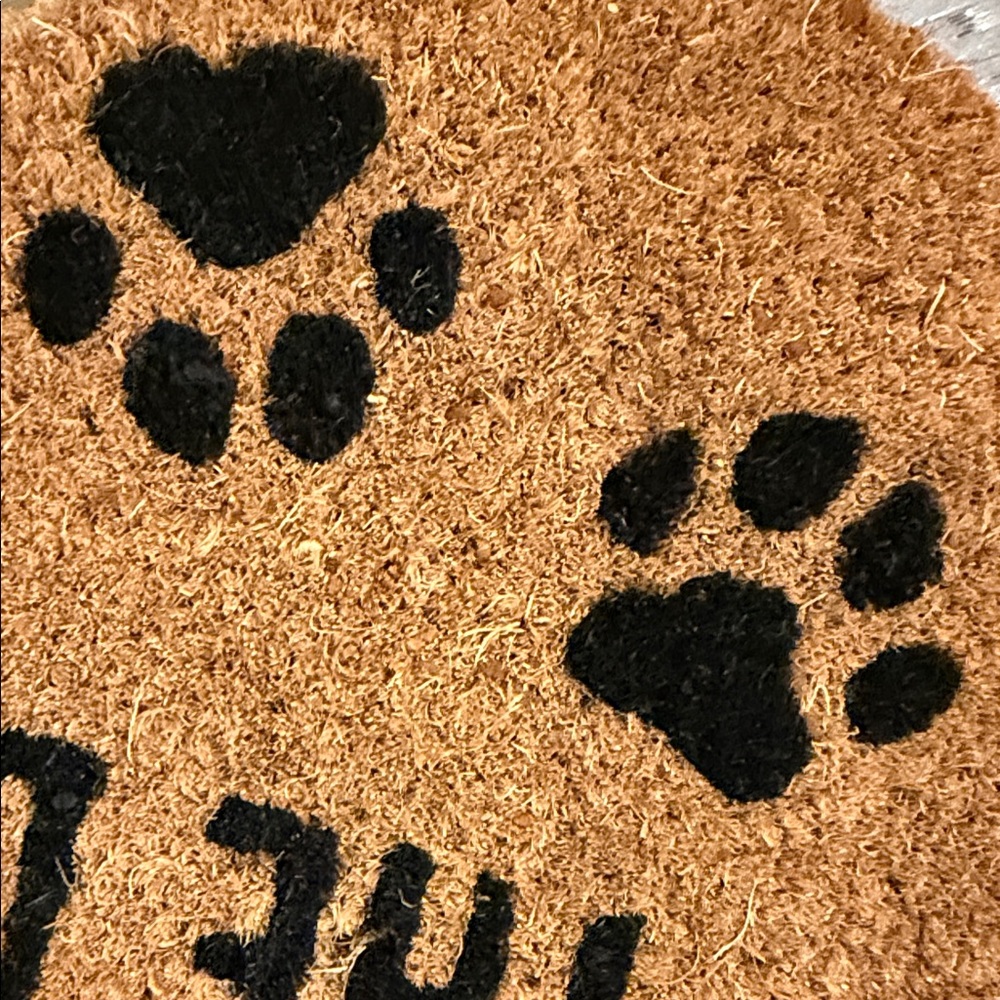 Mud Pie Bone-Shaped Doormat in Brown with Black Paw Print - Picture 5 of 9